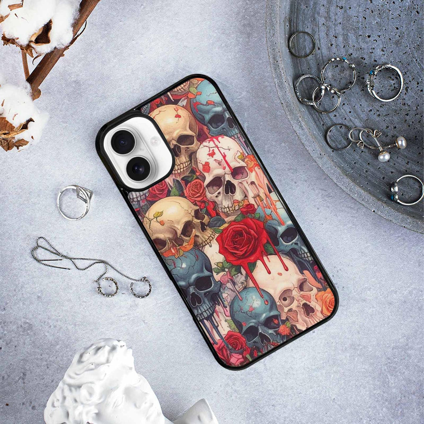 iPhone 16 Plus Case — Skulls And Roses Skulls And Roses, Personalized Phone Case