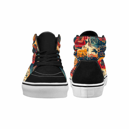 WOMEN'S Old School Tattoo High Top Canvas Vibrant Chaos Custom Sneakers