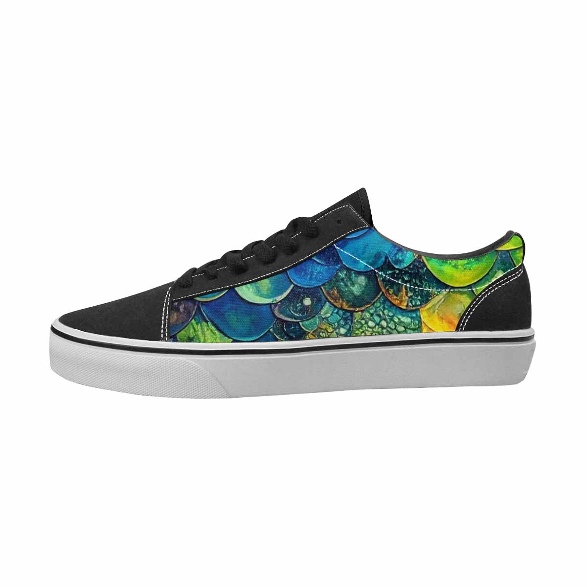 MEN'S Reptile Full Color Canvas Wearable Art Kaleidoscope Handmade Custom Shoes