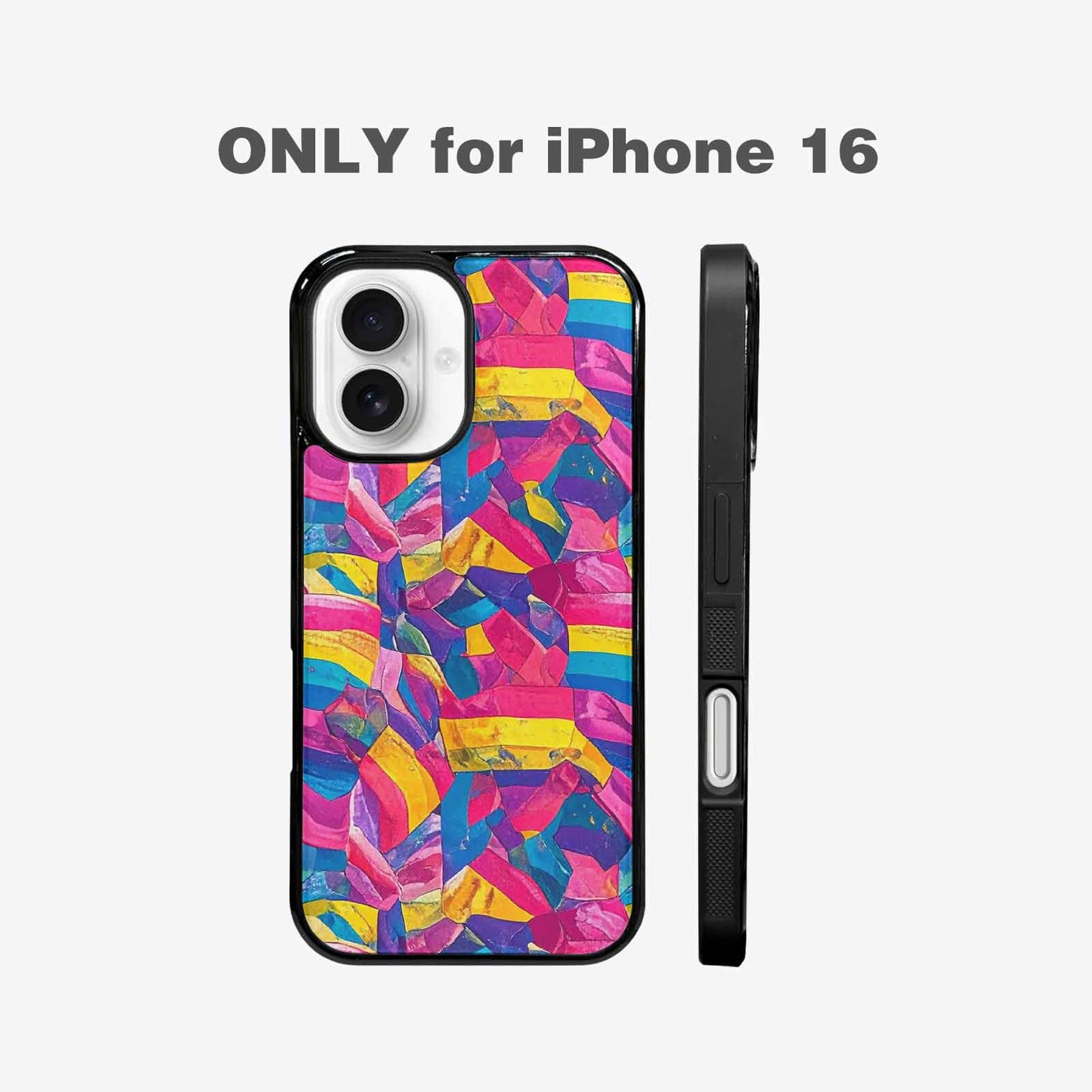 iPhone 16 Case — Pansexual Flag Color Theme Small Rainbow, Custom Designed Case Cover