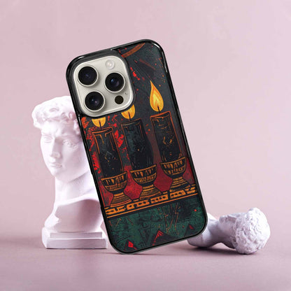 iPhone 16 Pro Case — Kwanzaa Kinara Pattern Seamless Repeat African, Custom Designed Case Cover