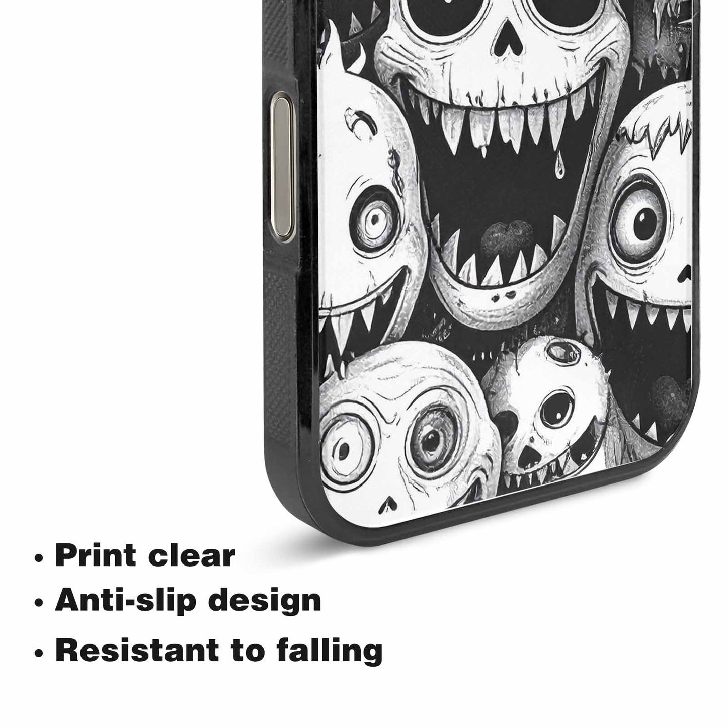 iPhone 15 Pro Max Case — Black And White Monster Face Collage, Custom Phone Case