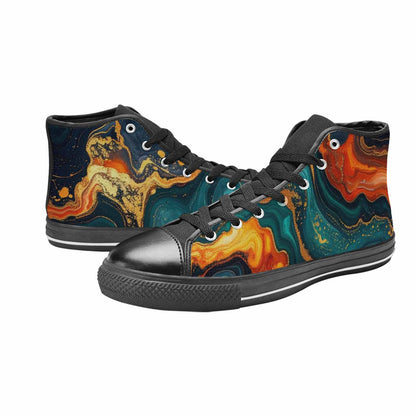 MEN'S Marble Dark High Top Canvas Vivid Shoes