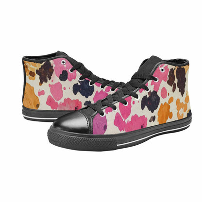 WOMEN'S Cow Animal Print High Top Canvas Cottagecore Custom Sneakers