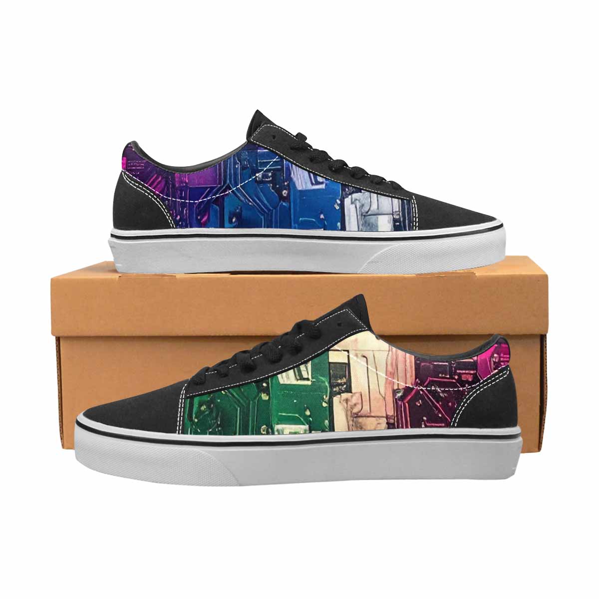 WOMEN'S Circuit Board Cyberpunk Canvas Lace-Up Vivid Custom Shoes