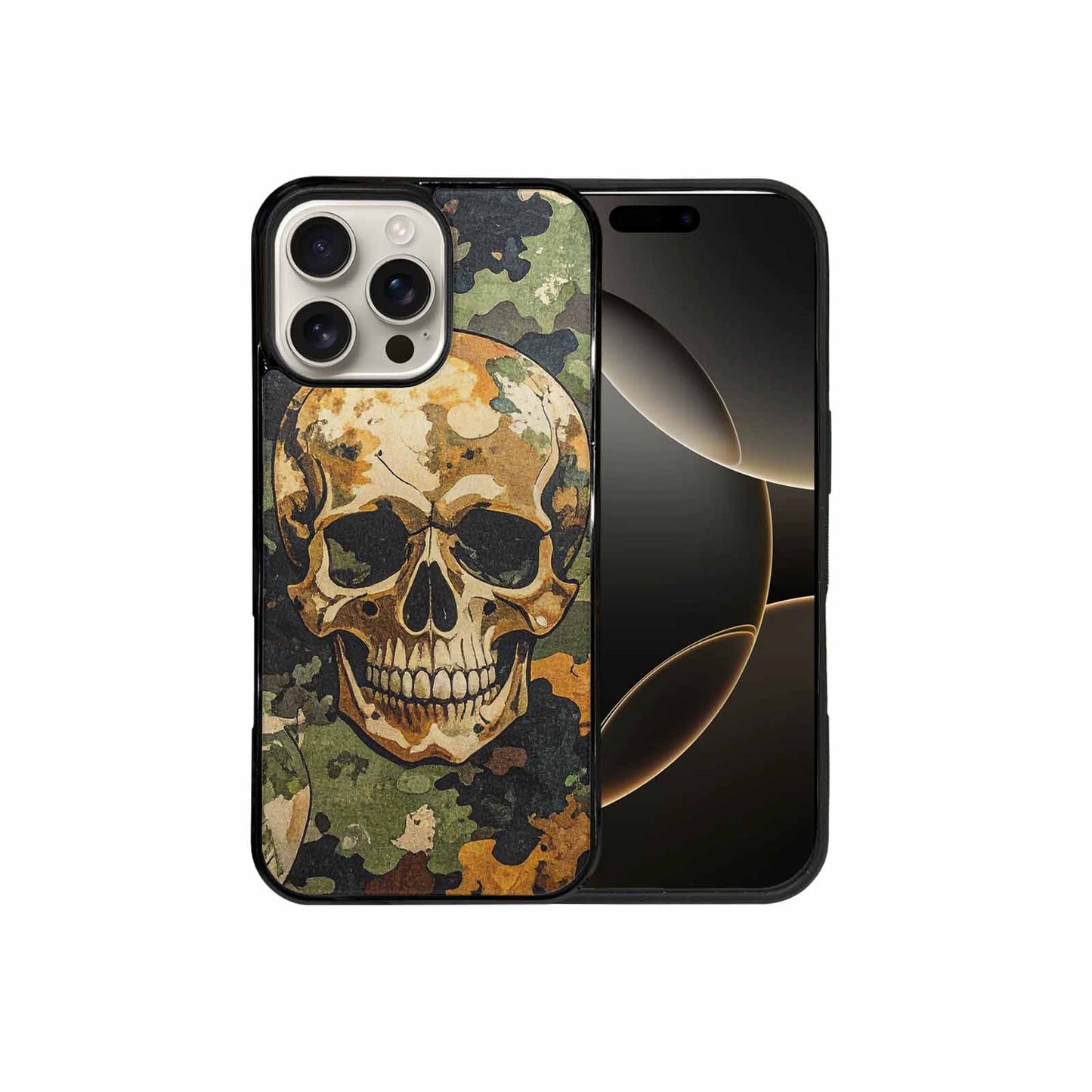 iPhone 16 Pro Max Case — Military Camo Texture Combined With Distressed, Customized Protective Case