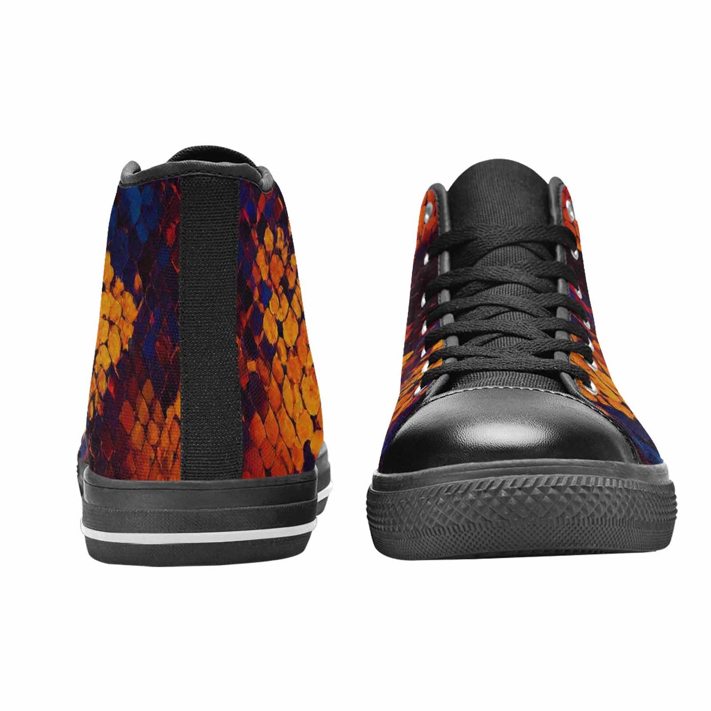 MEN'S Dark Snake Print High Top Canvas Dark Academia Shoes
