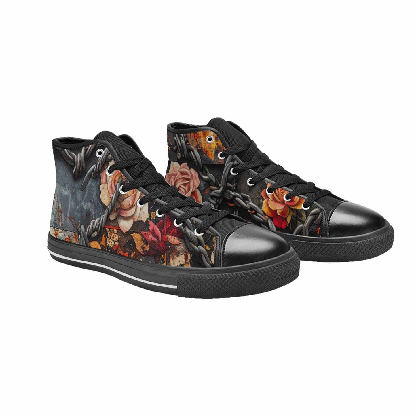 MEN'S Barbed Wire Chain High Top Canvas Neon Fantasy Custom Shoes