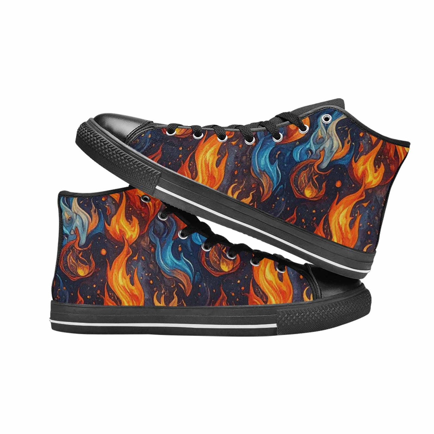 WOMEN'S Fire Flame High Top Canvas Neon Fantasy Sneakers