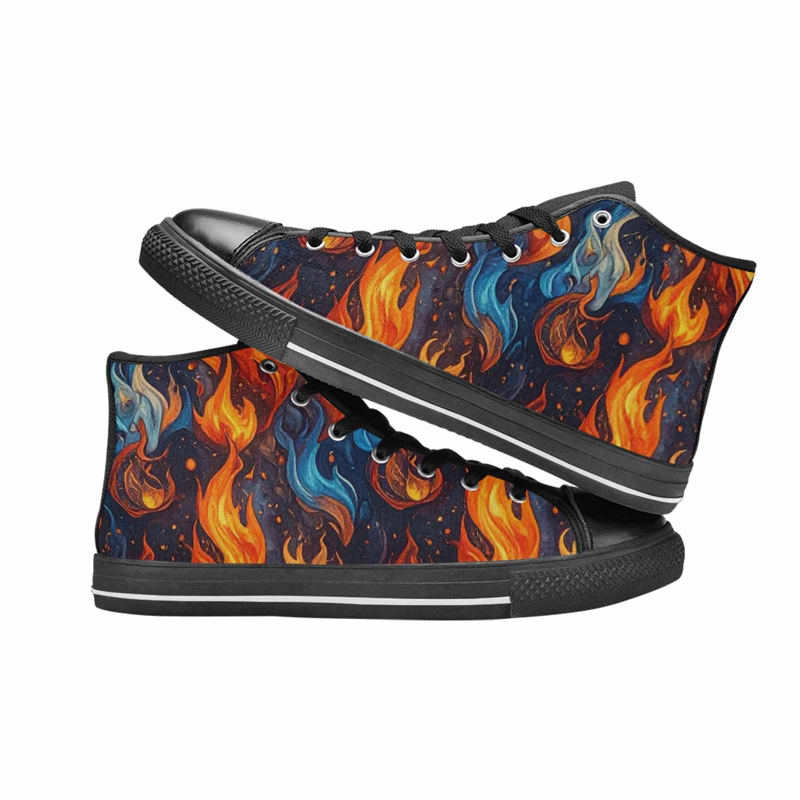 WOMEN'S Fire Flame High Top Canvas Neon Fantasy Sneakers