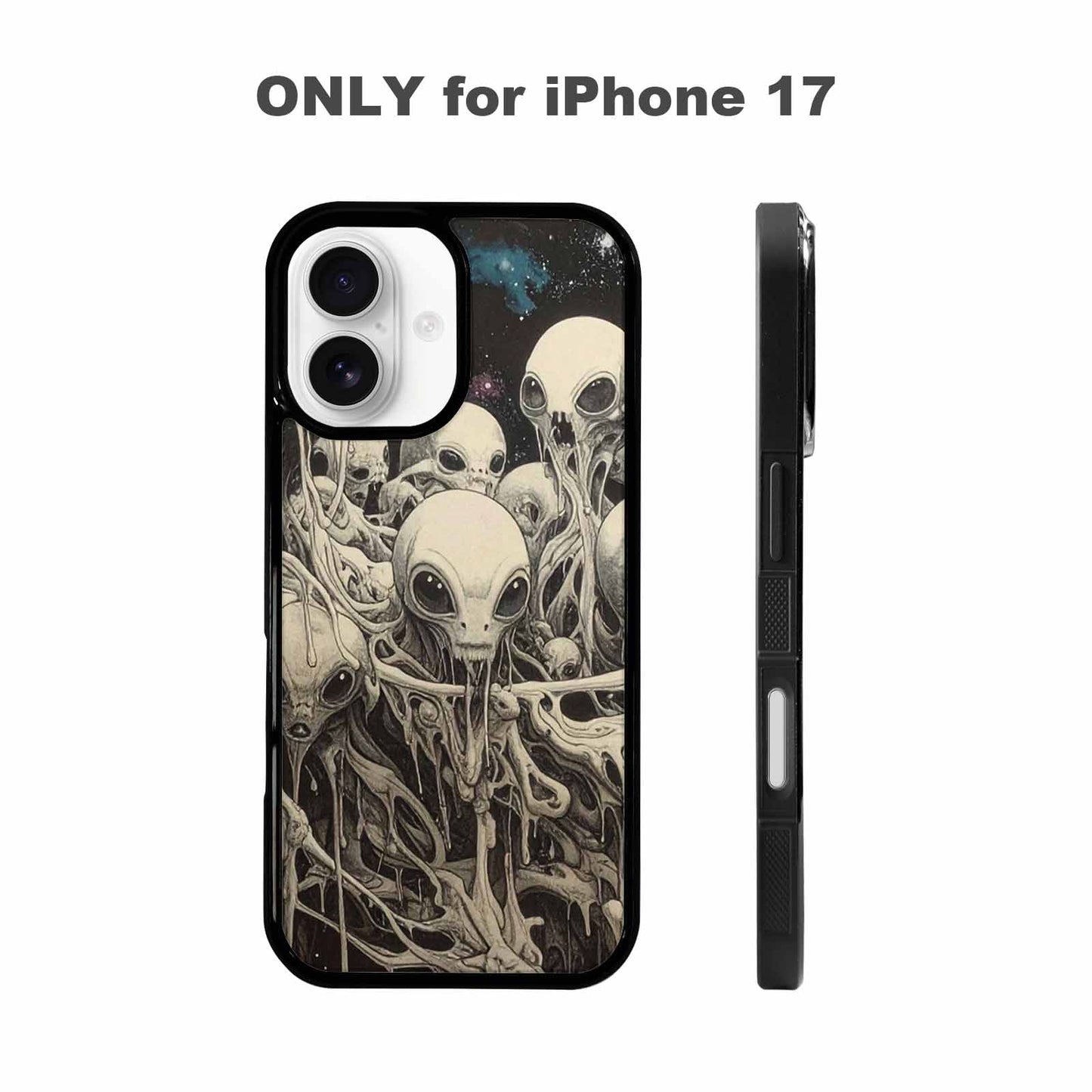 iPhone 17 Case — Melting Aliens Pattern Alien Scifi, Custom Print Case Cover
