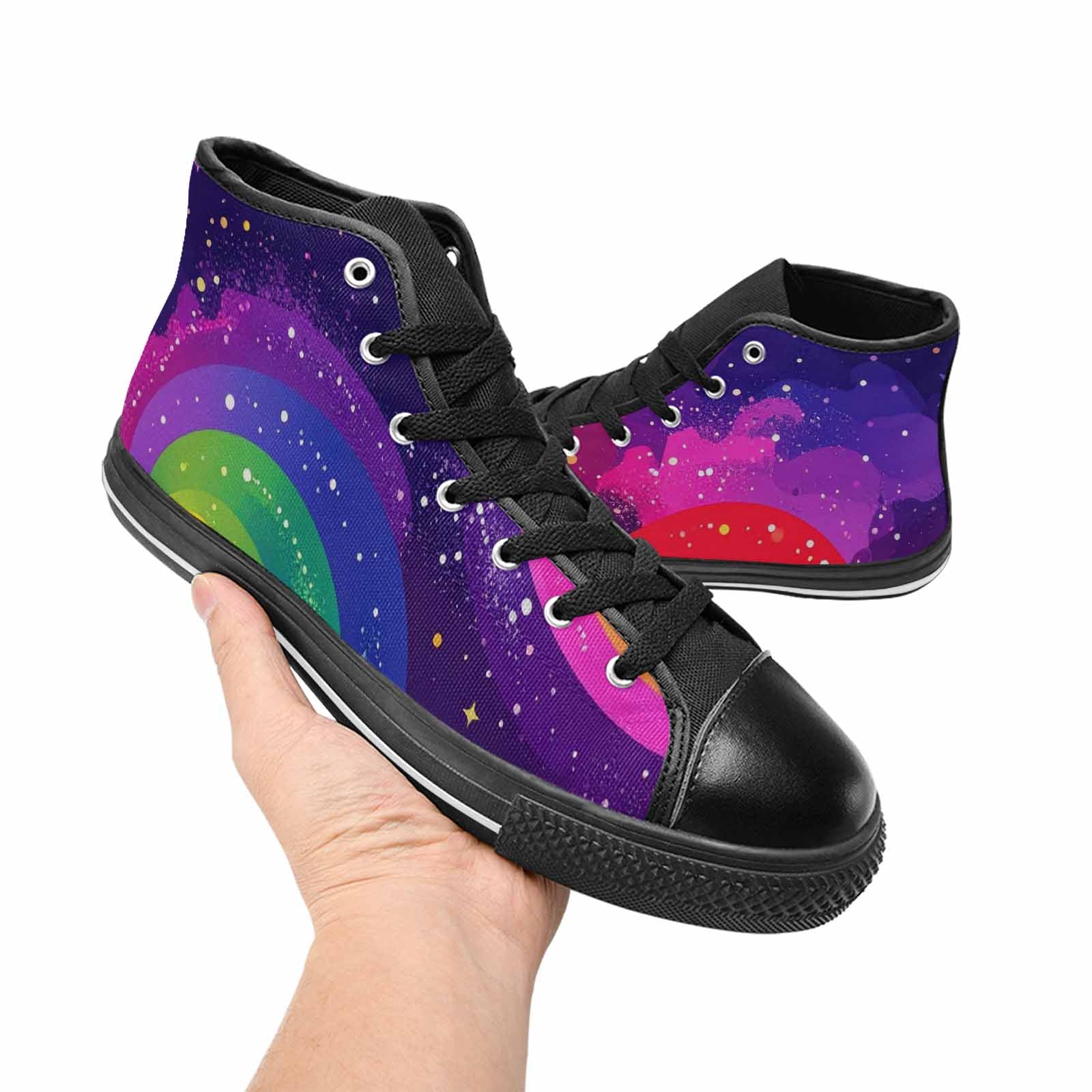 MEN'S Rainbow Pride Galaxy High Top Canvas Dark Academia Custom Sneakers