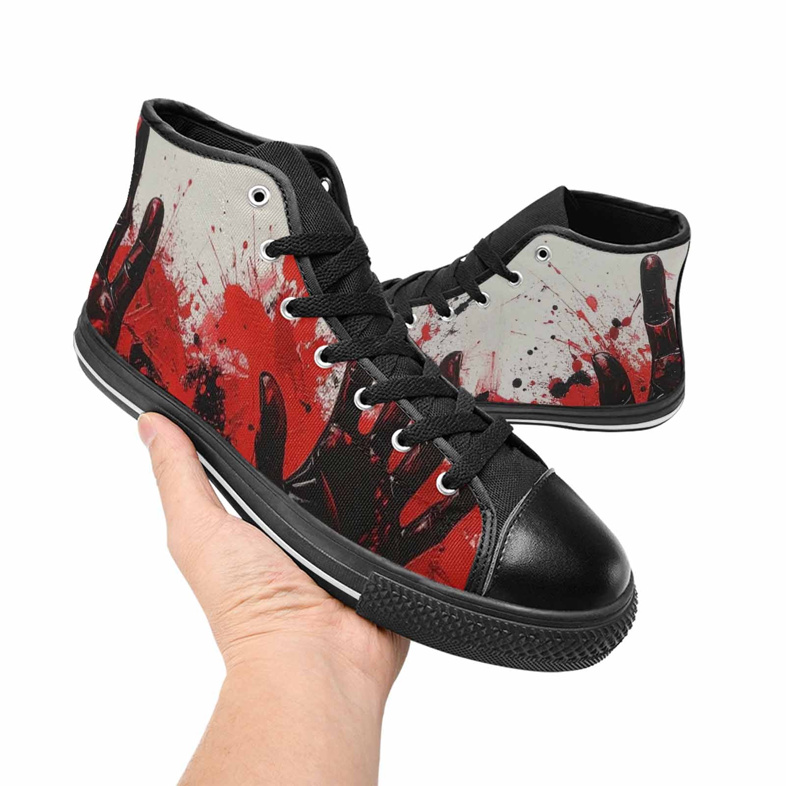 WOMEN'S Halloween Splatter Handprint High Top Canvas Dark Academia Custom Shoes