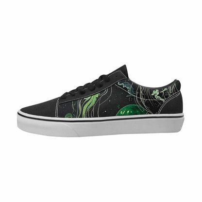 MEN'S Sea Creatures Black & Green Ink Canvas Streetwear Kaleidoscope Custom Streetwear Shoes