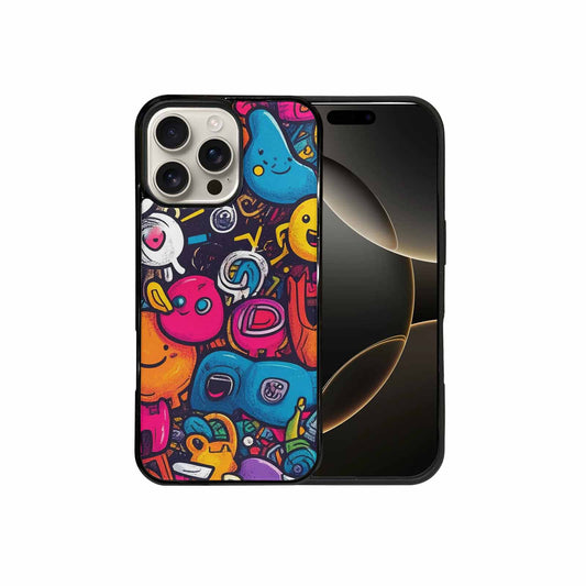 iPhone 16 Pro Max Case — Hand Drawn Icon Doodle Pattern Hundreds, Custom Made Phone Cover