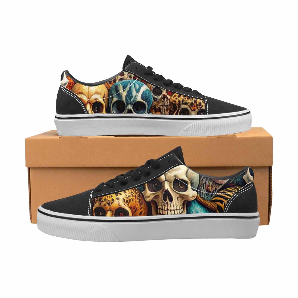 WOMEN'S Skulls  Animal Print Lace-Up Canvas Y2K Custom Shoes