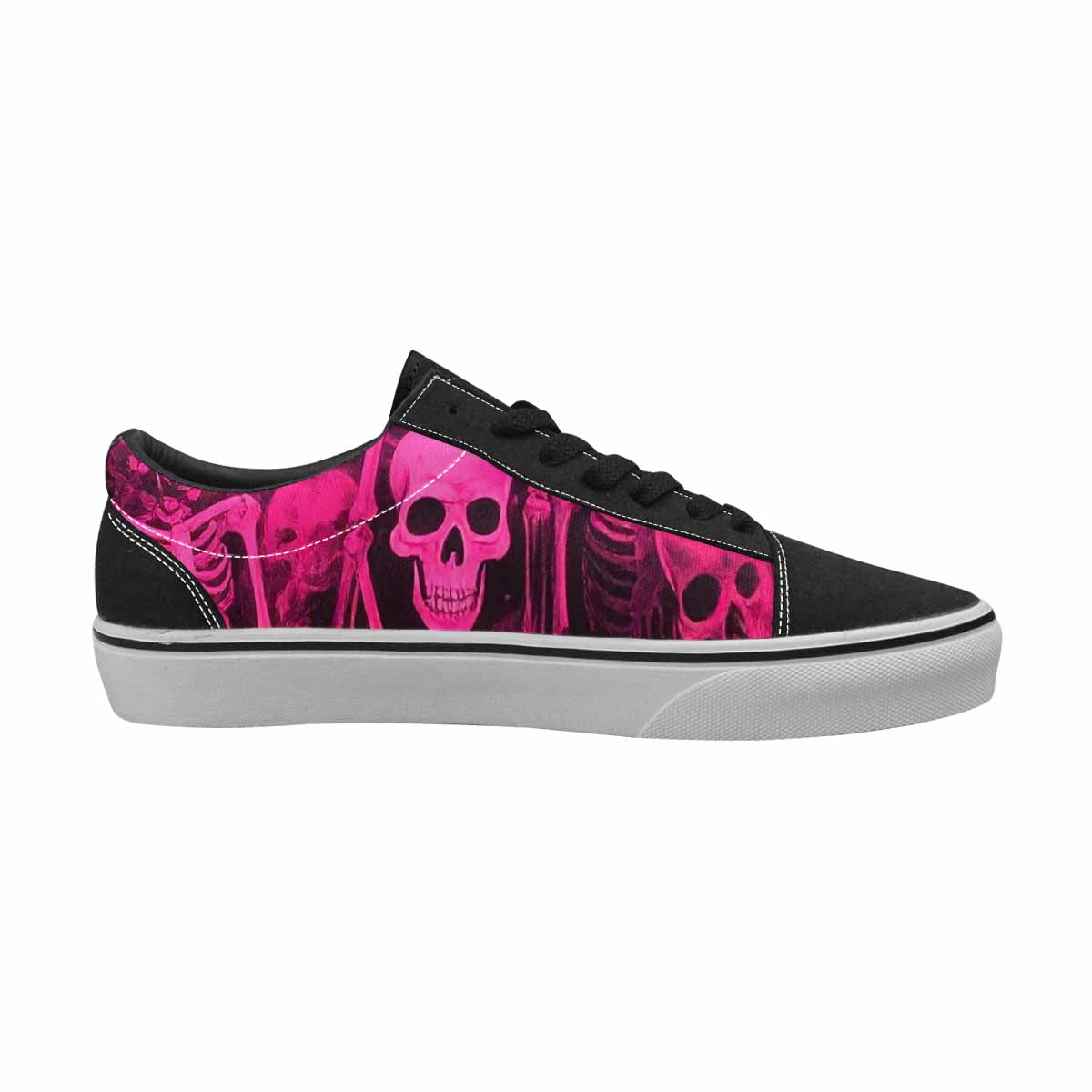 WOMEN'S Skeletons  Neon Pink Lace-Up Canvas Vivid Sneakers