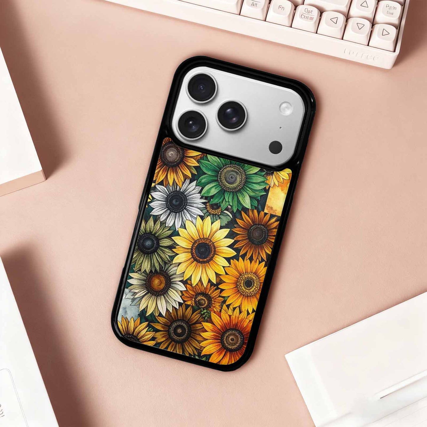 iPhone 17 Pro Case — Small Sunflower Pattern Randomly Varying Floral, Custom Phone Case