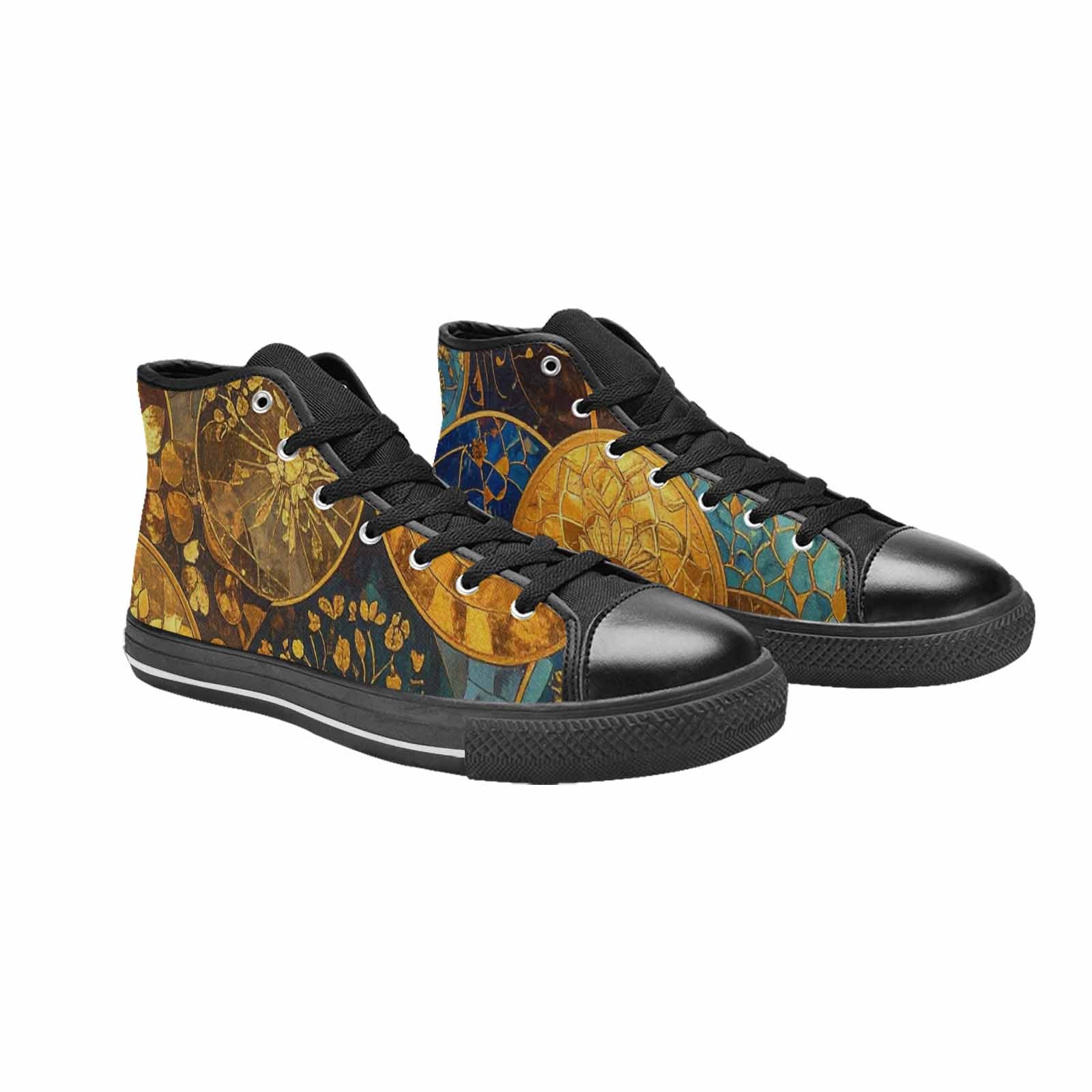 WOMEN'S Klimt-Style Gold Leaf High Top Canvas Y2K Sneakers