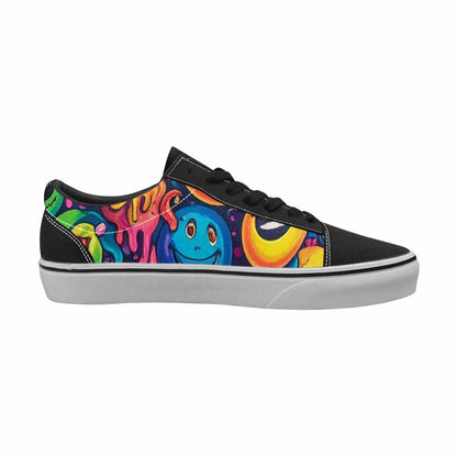 WOMEN'S Yellow Smiley Face Canvas Lace-Up Dark Academia Custom Shoes
