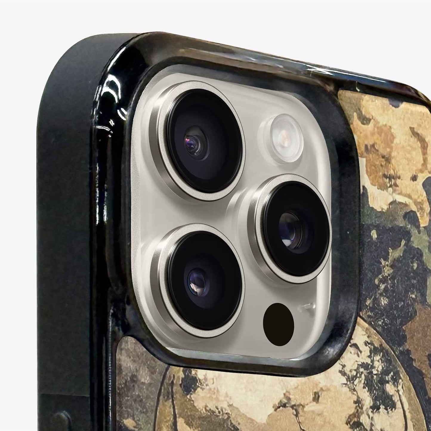 iPhone 16 Pro Case — Military Camo Texture Combined With Distressed, Custom Art Phone Cover