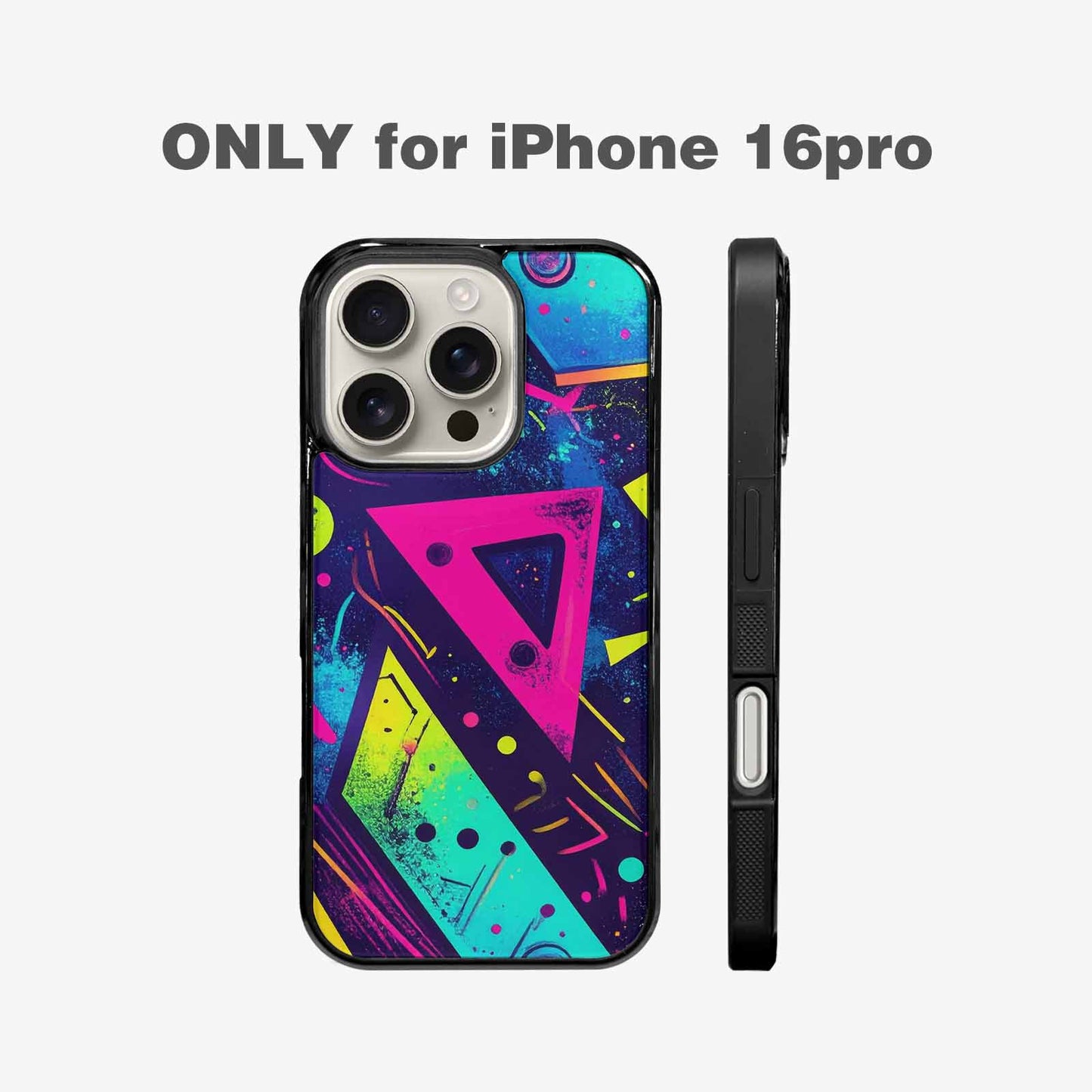 iPhone 16 Pro Case — Memphis Squiggles Triangles Dots, Personalized Phone Case