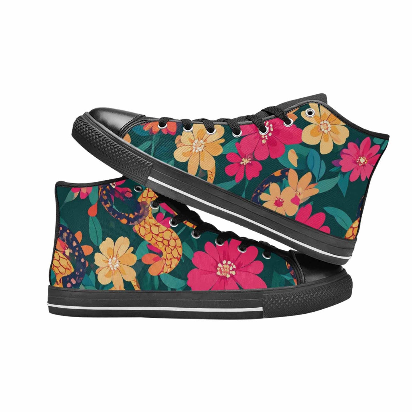 WOMEN'S Floral Snake Print High Top Canvas Y2K Shoes