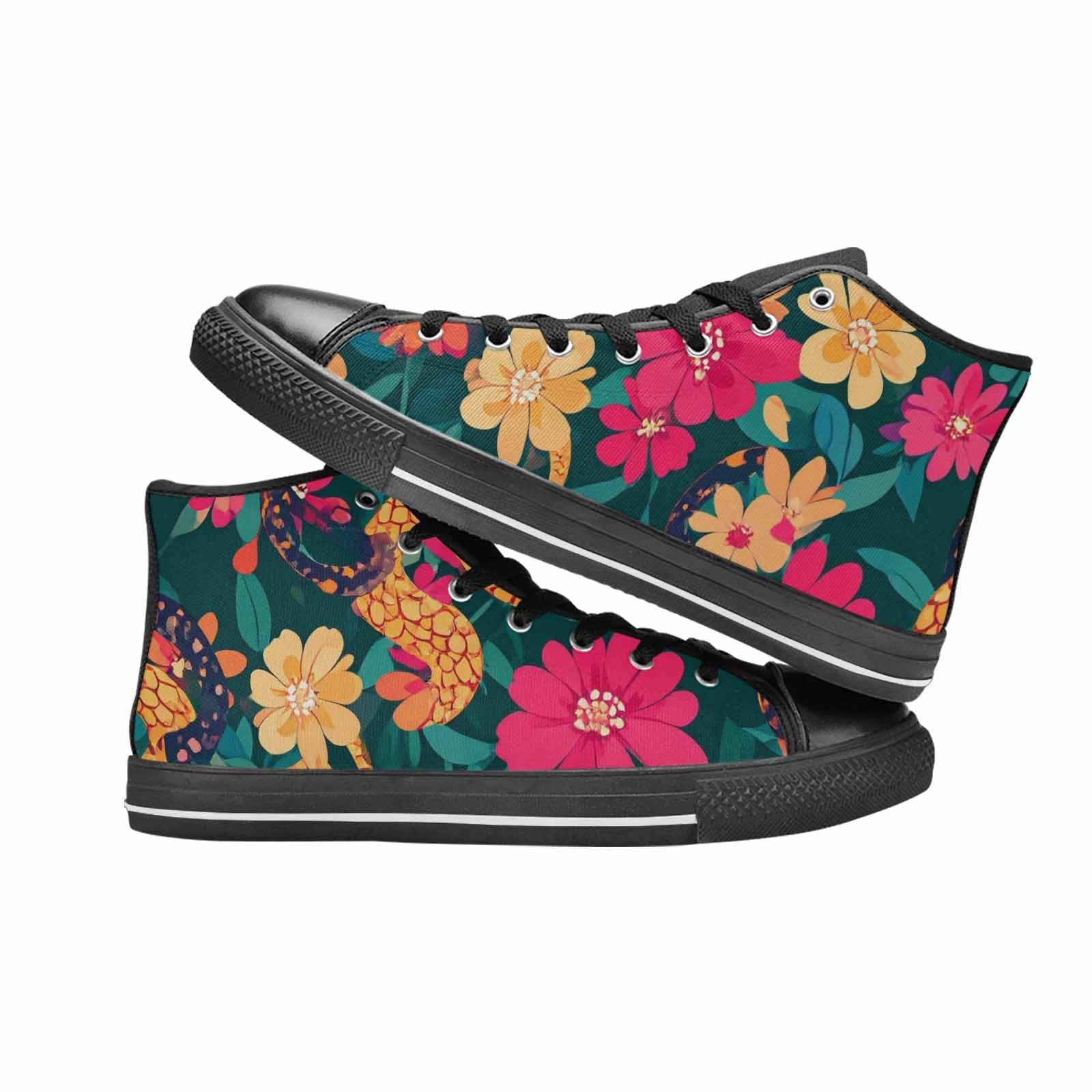 WOMEN'S Floral Snake Print High Top Canvas Y2K Shoes