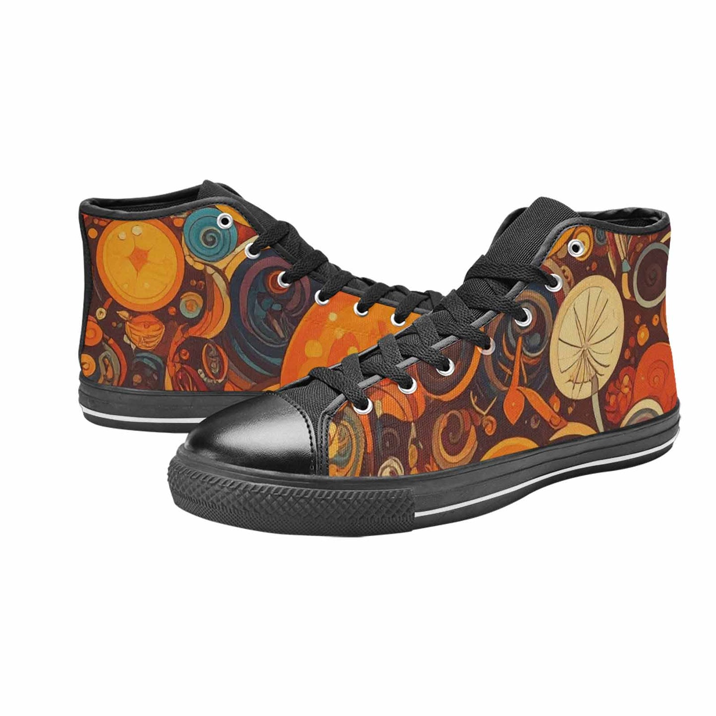WOMEN'S Groovy 70S Peace High Top Canvas Cottagecore Custom Shoes