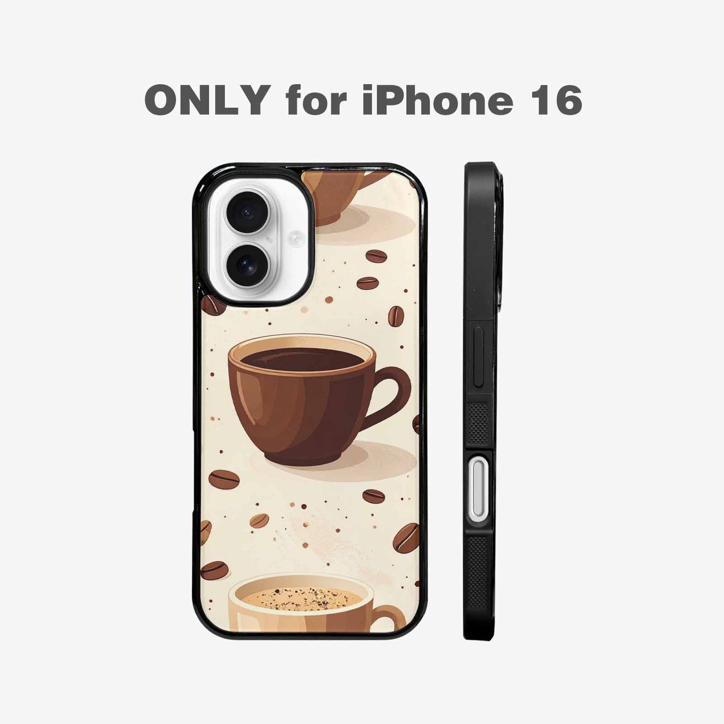 iPhone 16 Case — Coffee Cup And Bean Pattern Seamless, Unique Phone Case Design