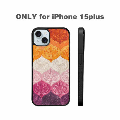 iPhone 15 Plus Case — Lesbian Flag Color Theme Small Rainbow, Custom Made Phone Cover