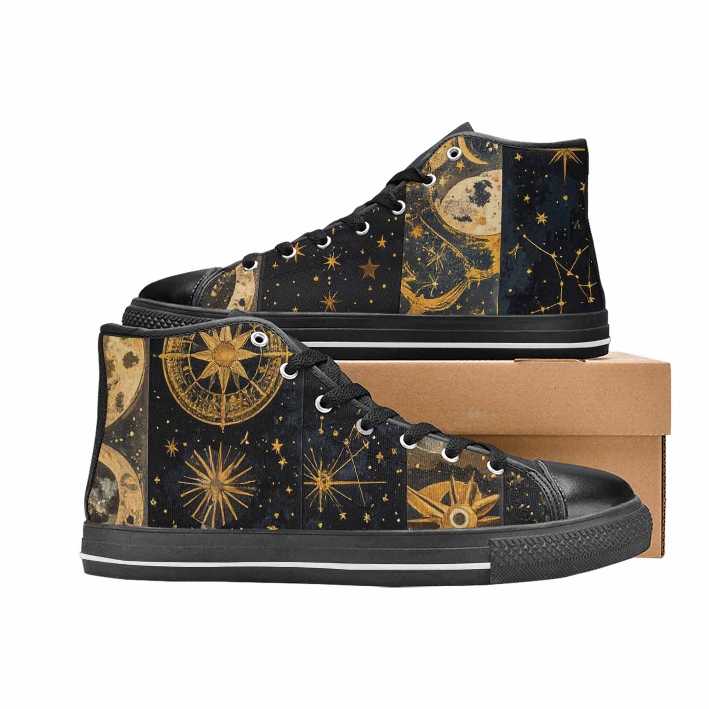 WOMEN'S Zodiac Constellation Star High Top Canvas Cottagecore Sneakers