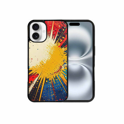iPhone 16 Plus Case — Comic Halftone Comic Bursts Pattern Hundreds, Custom Made Phone Cover