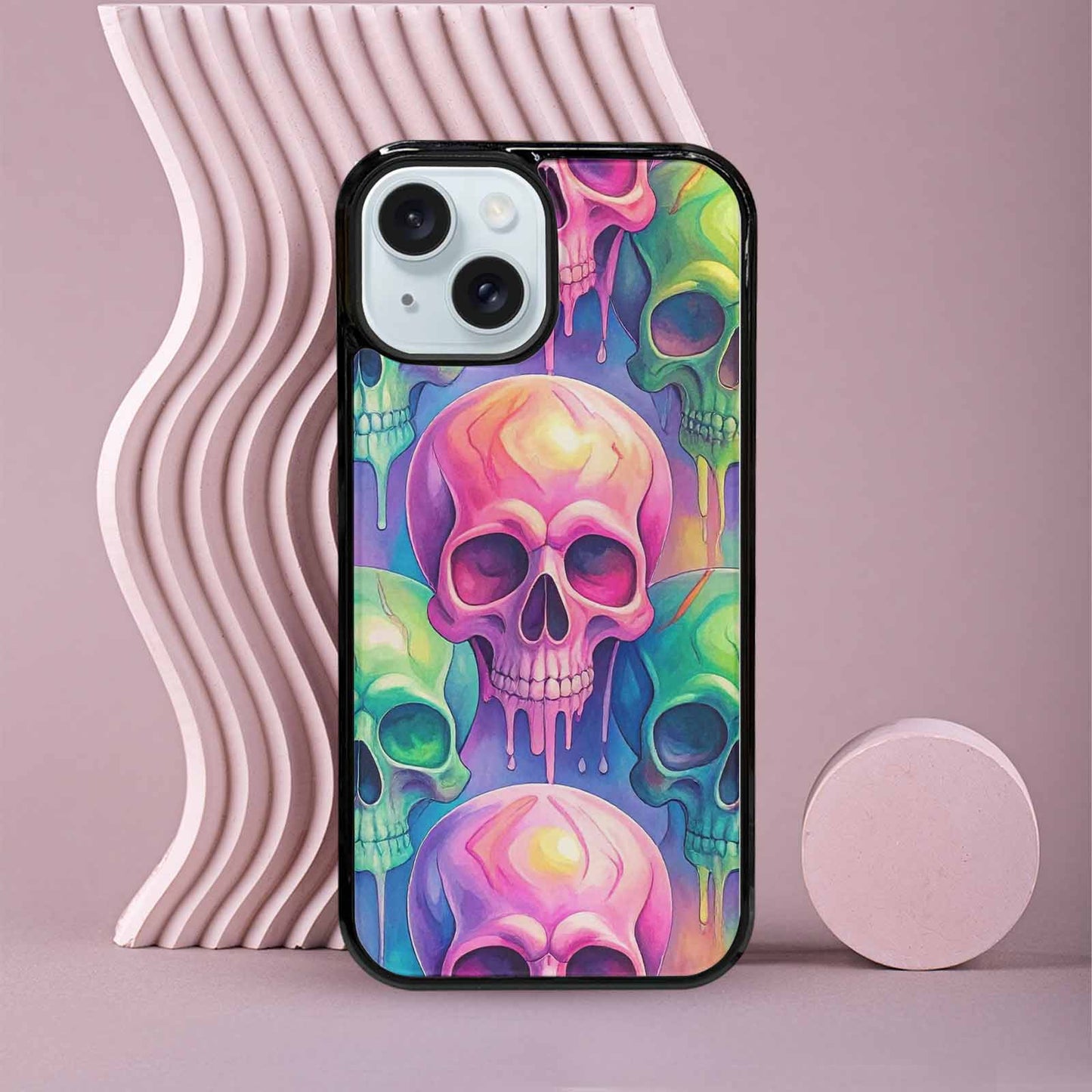 iPhone 15 Case — Candy Color Dripping Skulls Custom, Customized Protective Case
