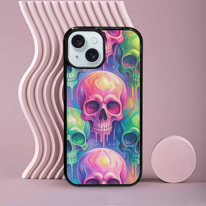 iPhone 15 Case — Candy Color Dripping Skulls Custom, Customized Protective Case