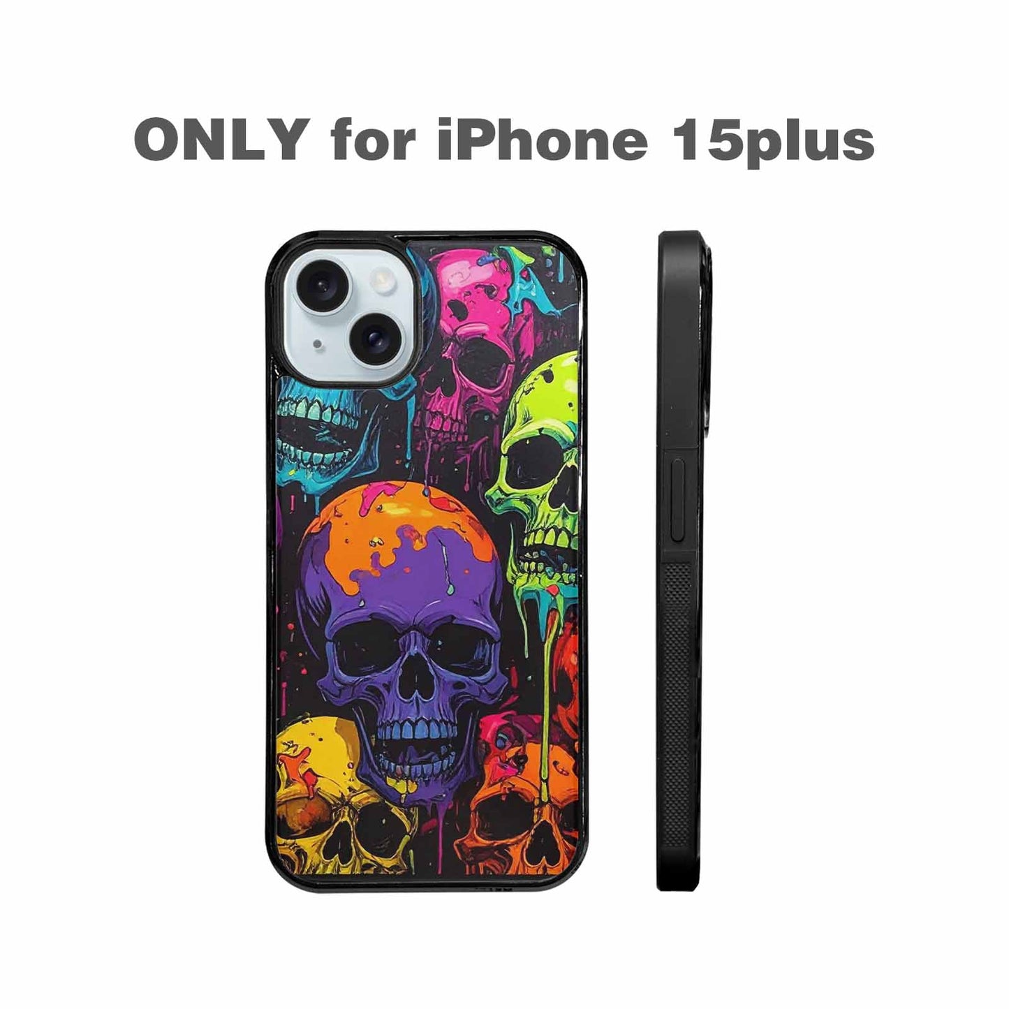 iPhone 15 Plus Case — Vibrant Camo 1000\'s Of Skeletons Neon, Personalized Phone Case