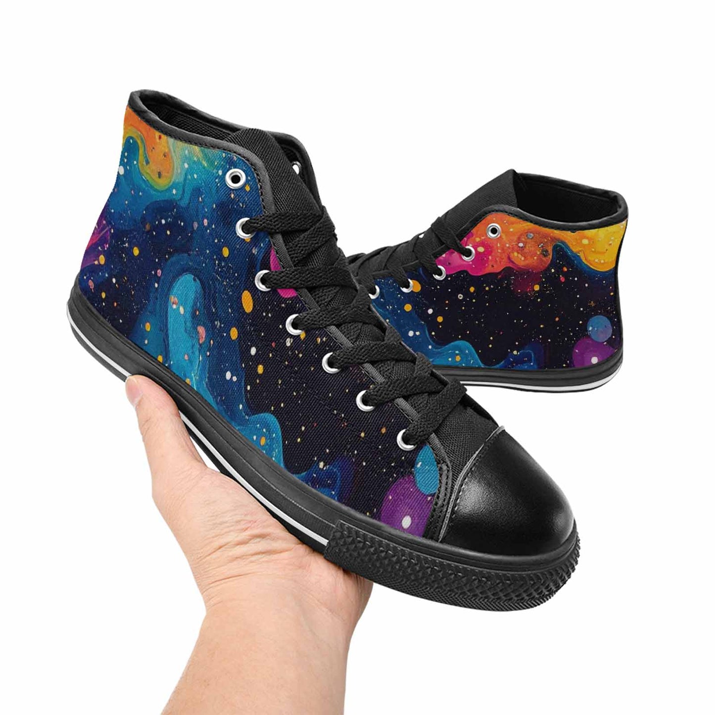 MEN'S Galaxy Art - High Top Canvas Vibrant Chaos Custom Shoes