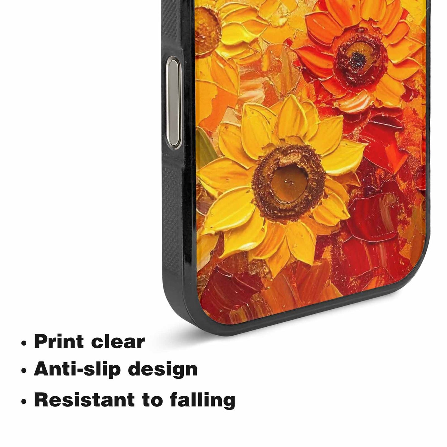 iPhone 16 Pro Max Case — Impressionist Sunflower Brushstroke Pattern Hundreds Of, Custom Designed Case Cover