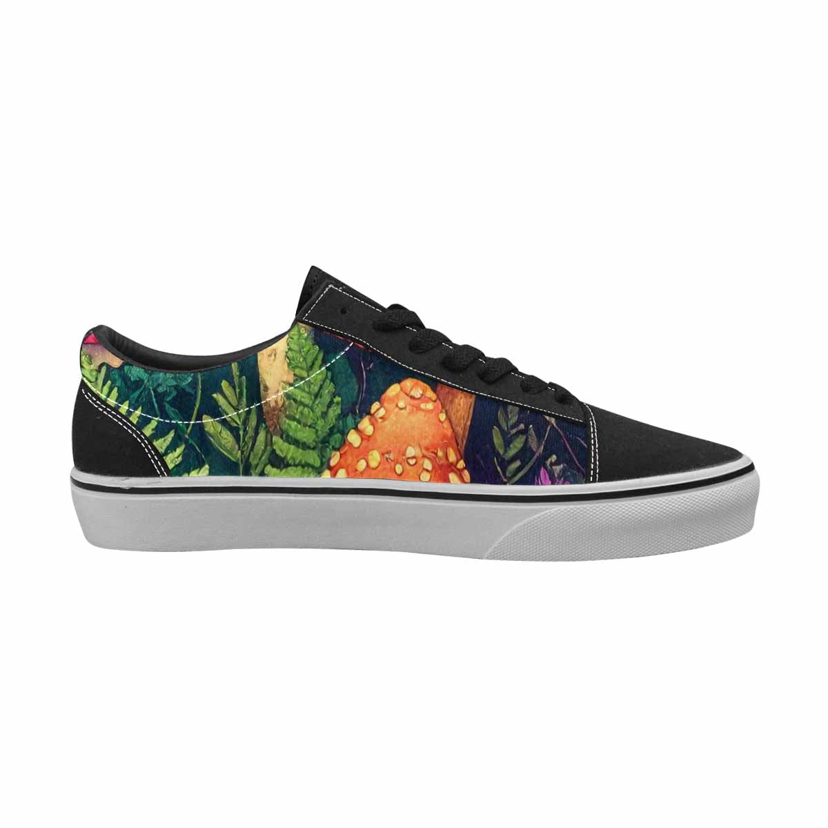 WOMEN'S Mushrooms  Botanical Mushrooms Lace-Up Canvas Dark Academia Sneakers
