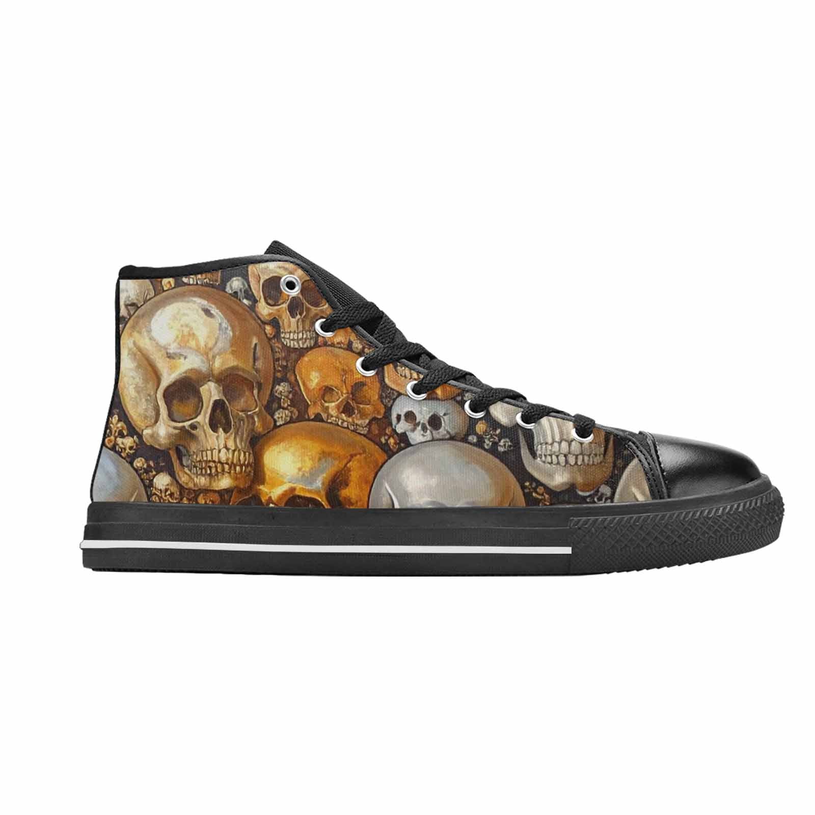 WOMEN'S Skulls - Metallic-Chrome- High Top Canvas Surreal Sneakers