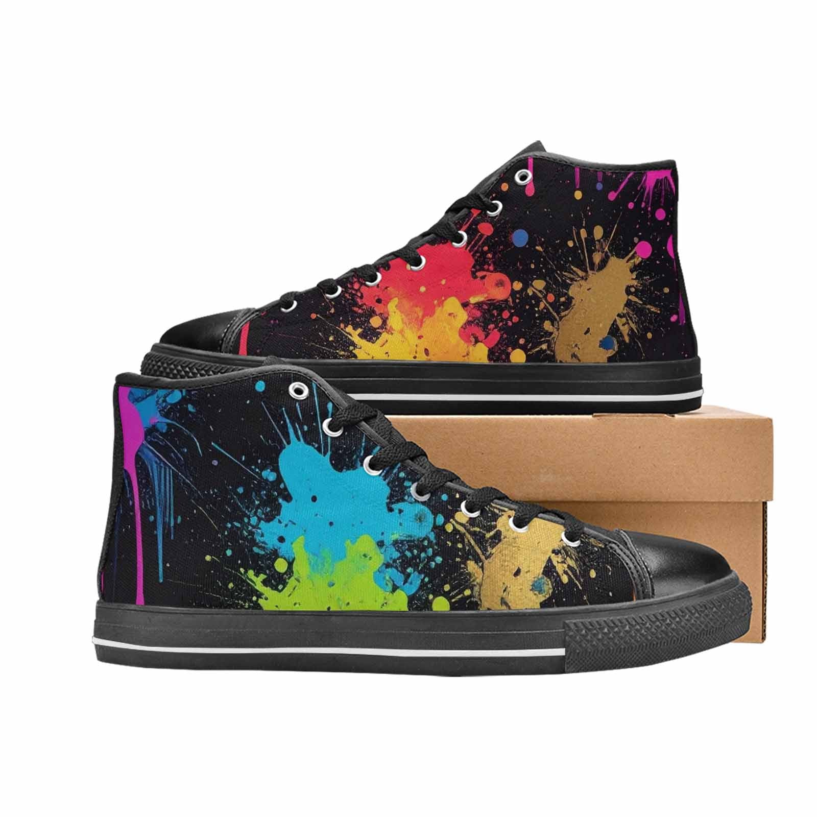 WOMEN'S Paint Splatter High Top Canvas Dark Academia Sneakers
