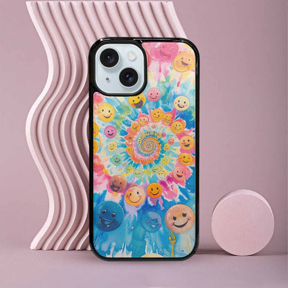 iPhone 15 Case — Smiley Facessmiley Faces Tie D, Custom Print Case Cover