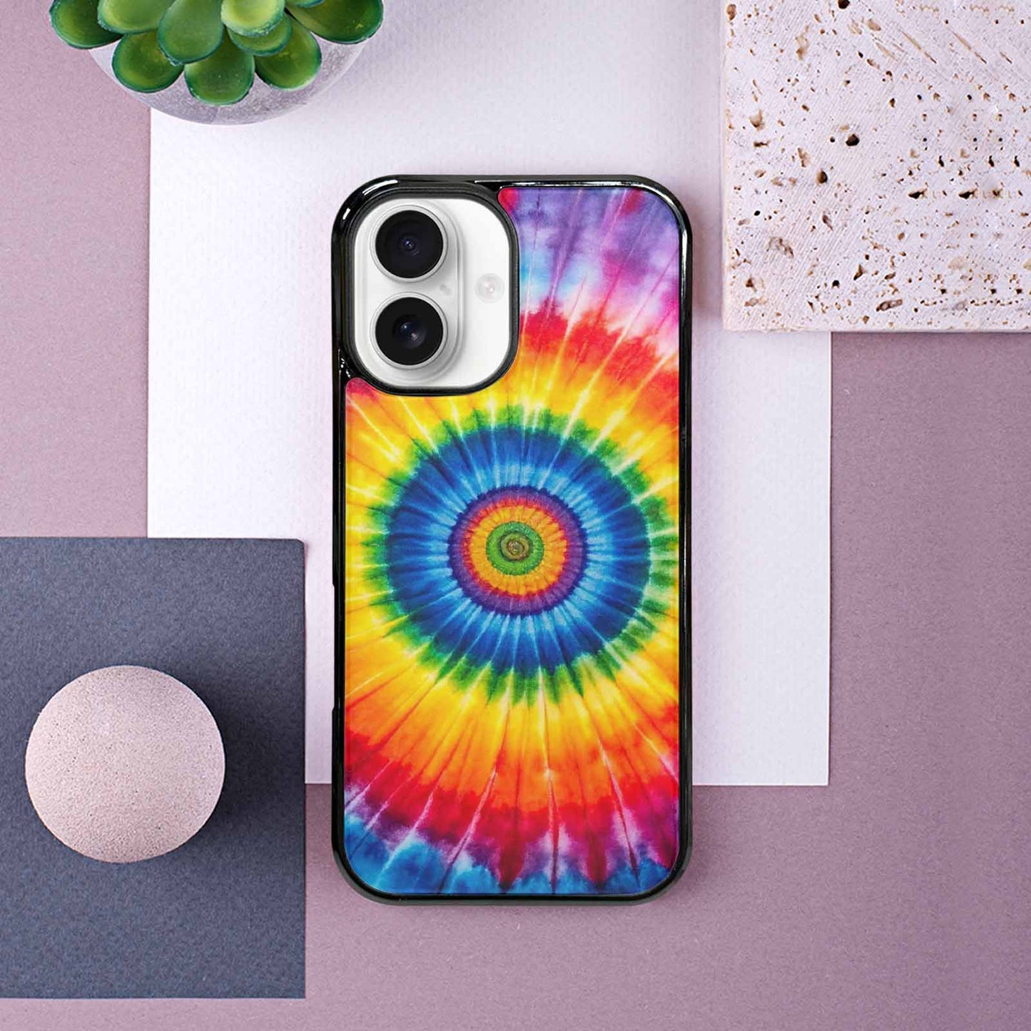 iPhone 16 Case — A1 Fly Rainbow Spiral Tie Dye, Personalized Phone Case