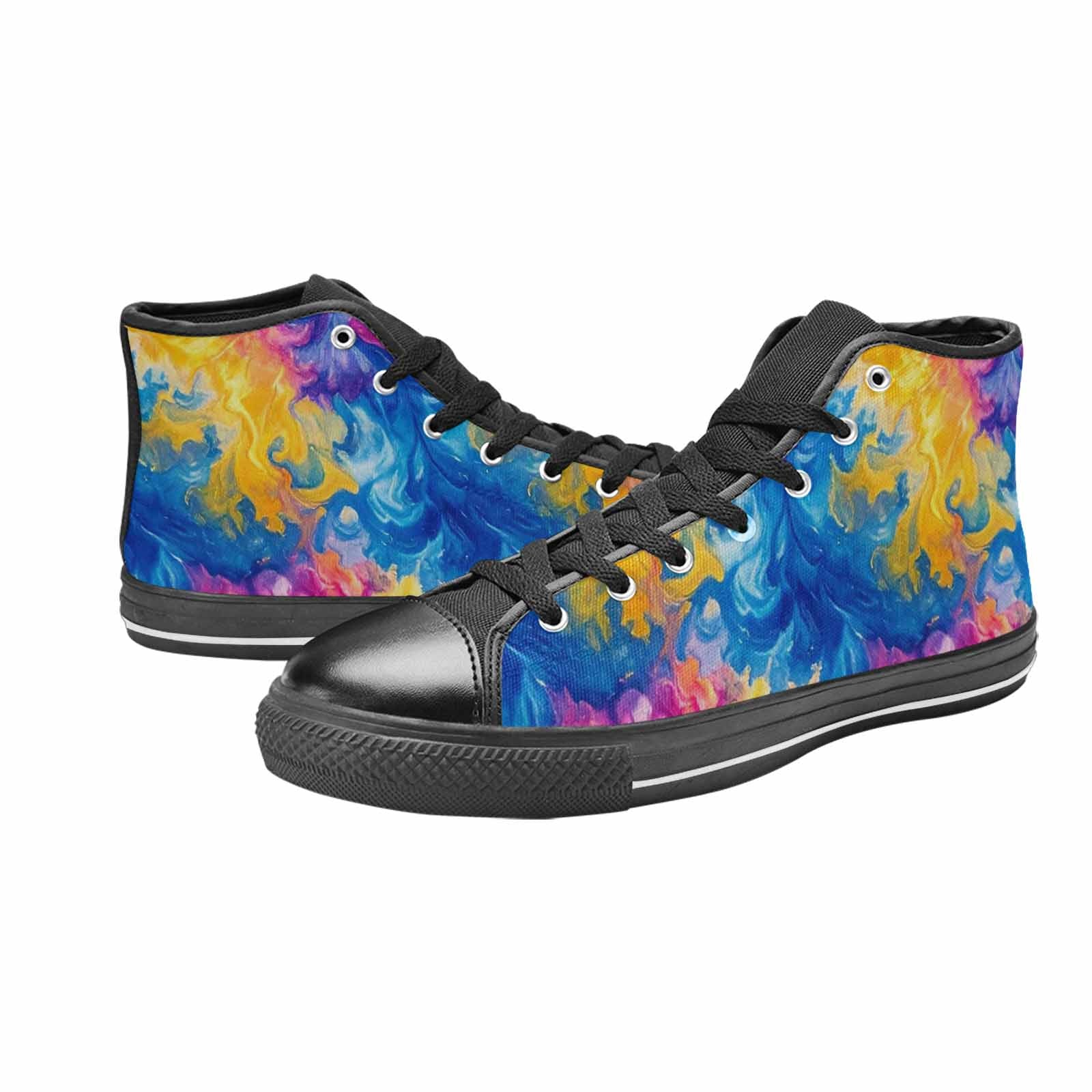 MEN'S Tie Dye Swirl High Top Canvas Surreal Custom Sneakers