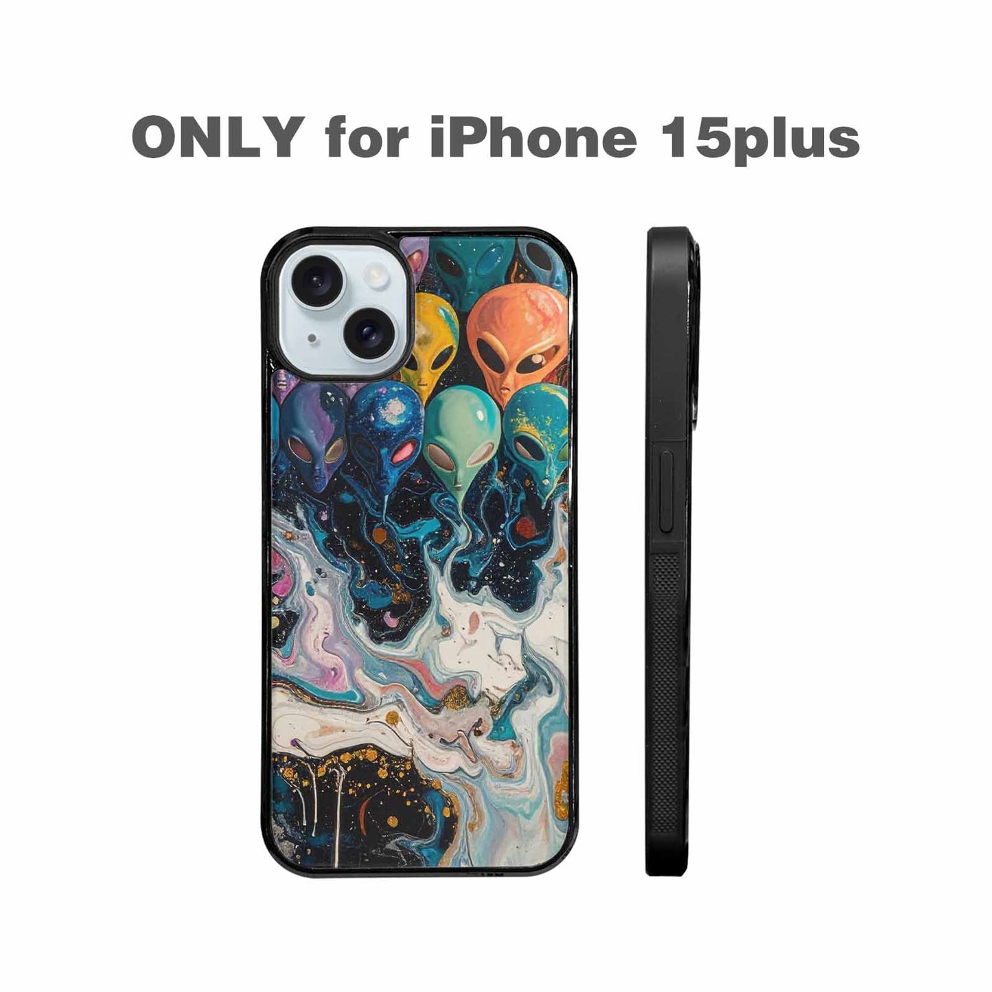 iPhone 15 Plus Case — Aliens Marblealiens Pattern Fjy, Unique Phone Case Design