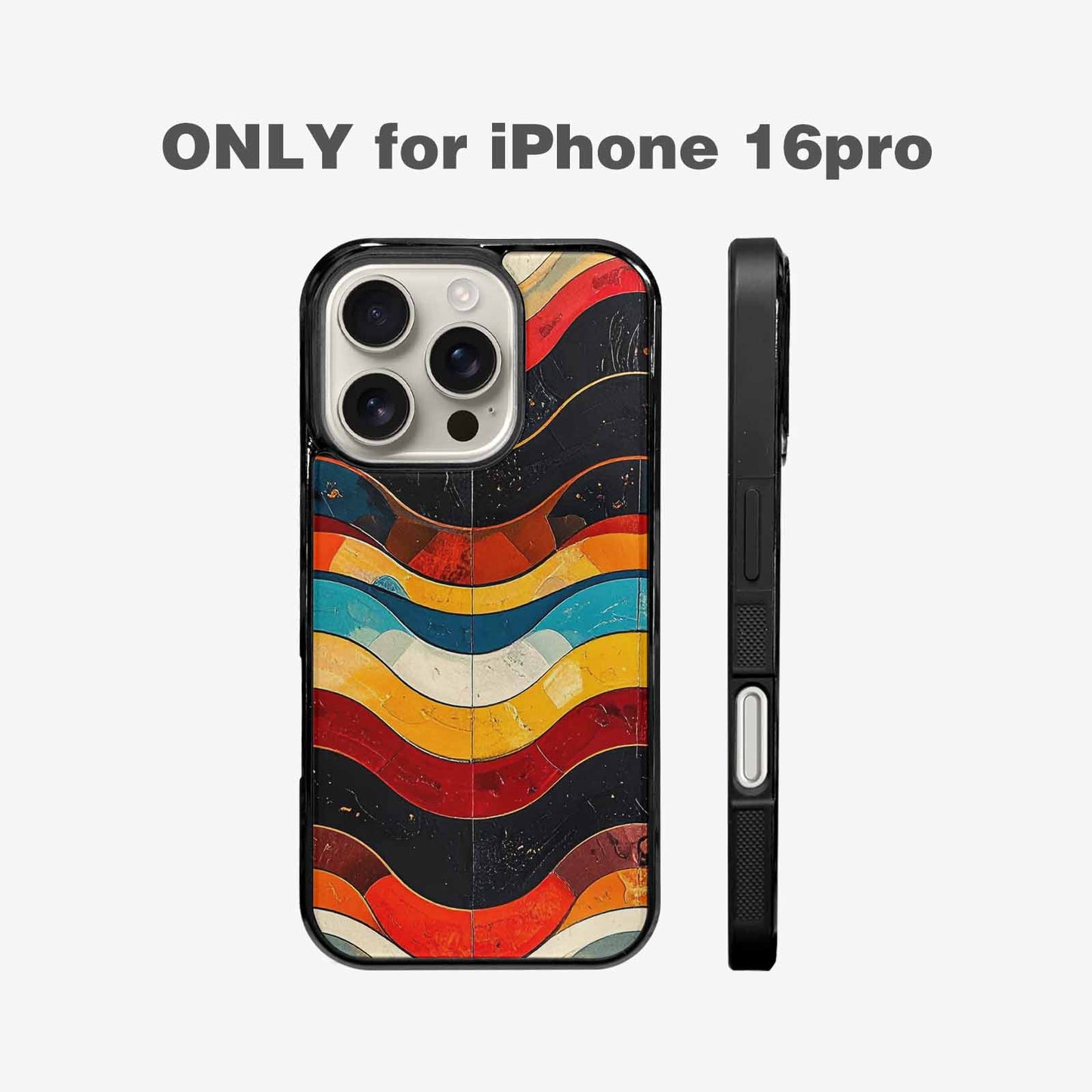 iPhone 16 Pro Case — Retro Wave Scallop Stripe Small Wzf, Customized Protective Case