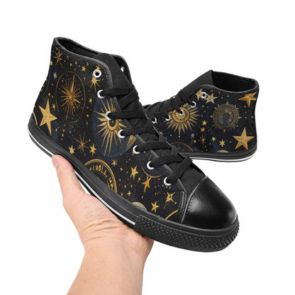 WOMEN'S Zodiac Constellation Star High Top Canvas Cottagecore Custom Sneakers