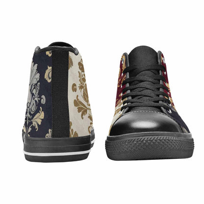WOMEN'S Damask Ornamental Wallpaper High Top Canvas Surreal Custom Sneakers