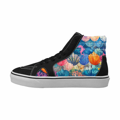 MEN'S Fish Scale Coral High Top Canvas Wallpaper Art Custom Sneakers