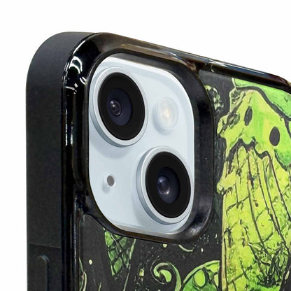iPhone 15 Plus Case — Ice Cream Motif Black Green Ink, Original Design Phone Case